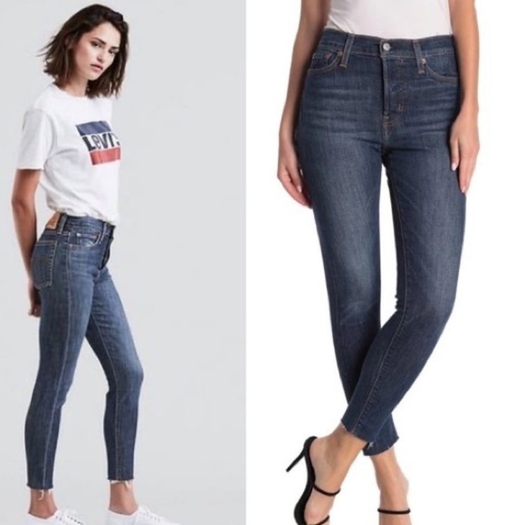 Levi's Denim - Levi’s wedgie skinny dark wash high waisted raw hem button fly size 29
